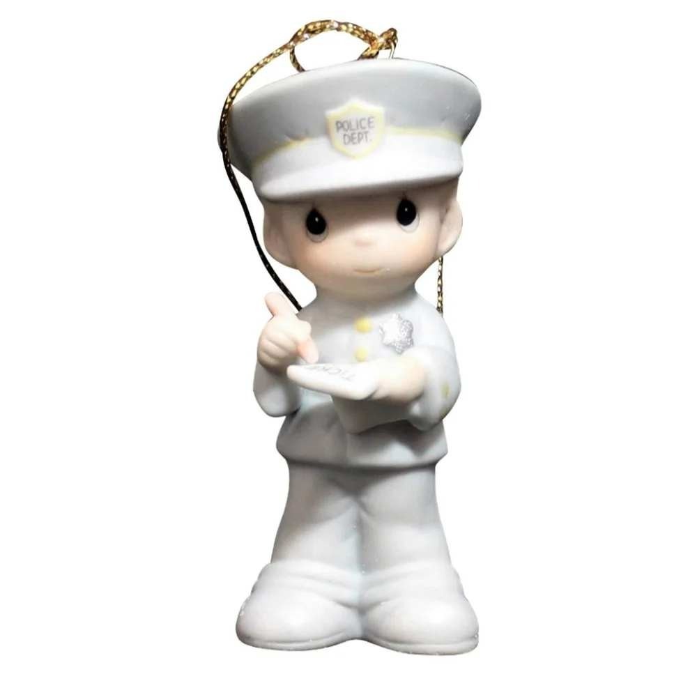 Precious Moments Trust and Obey Policeman Ornament Blue Uniform Porcelain
